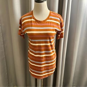Madewell Orange and Cream Short Sleeve Tee